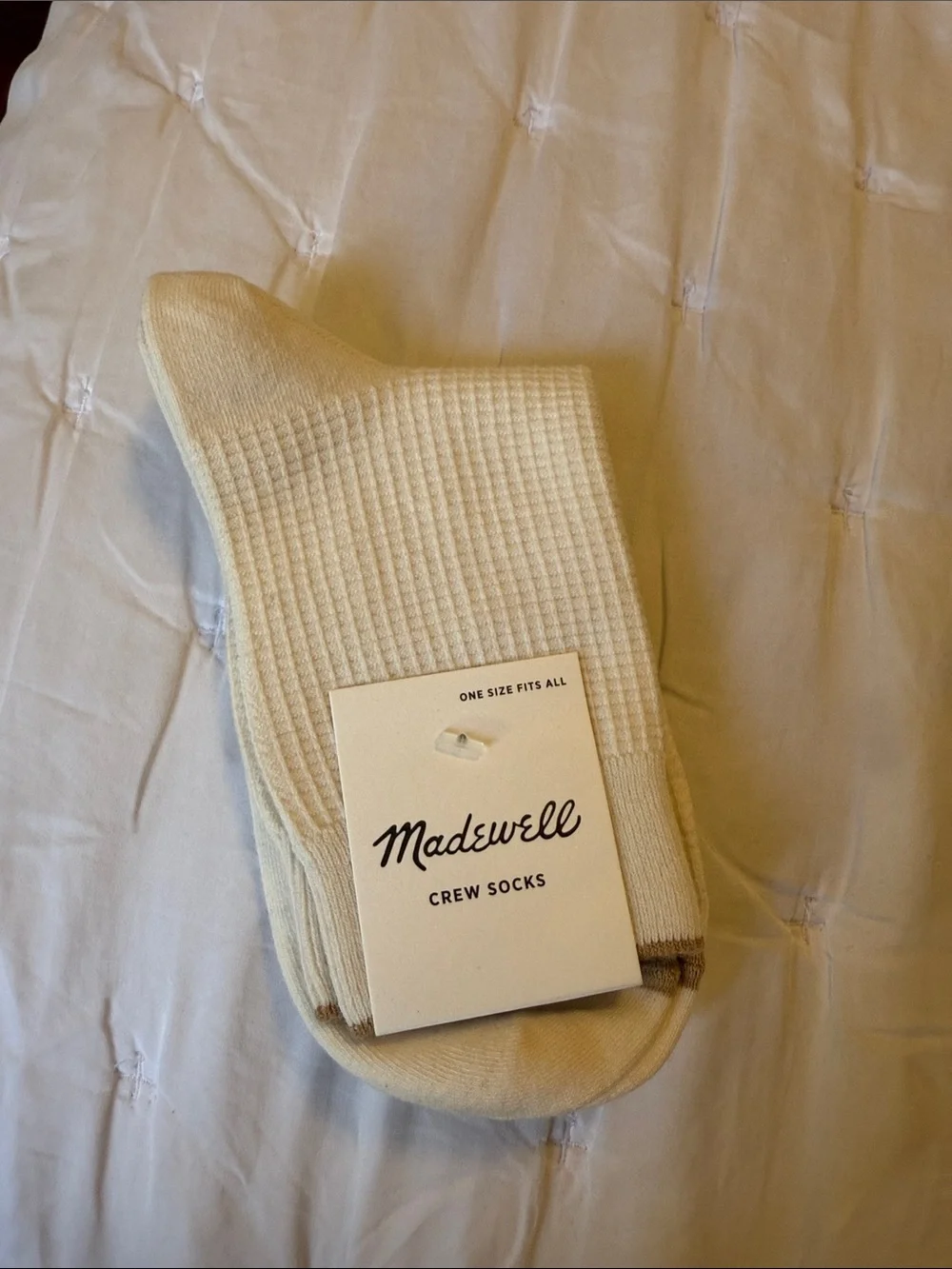 Madewell Ivory Waffle Crew Socks